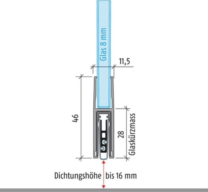 Actual product image Planet Door drop-down seal KG-F8, narrow, silicone RD