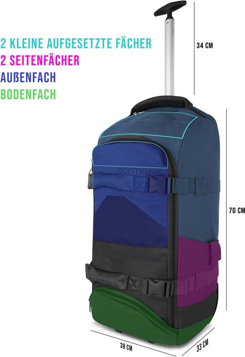 Immagine prodotto Normani Reisetasche mit Rucksackfunktion 90L mit Regenüberzug Schwarz/Navy (90 l, L (90 - 115l))
