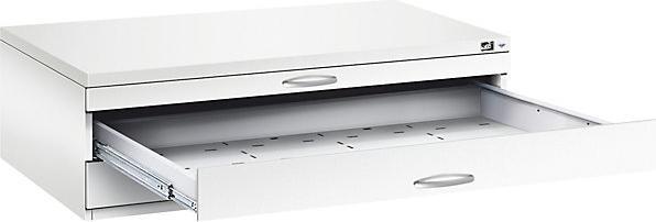 Produktbild C+P Zeichnungsschrank, DIN A0, 3 Schubladen, Höhe 420 mm, verkehrsweiss