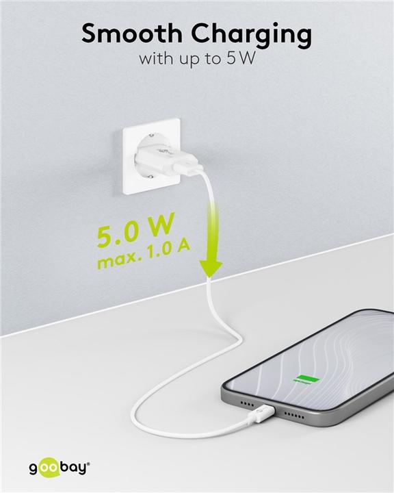 Actual product image Goobay USB A charger slim (5 W)