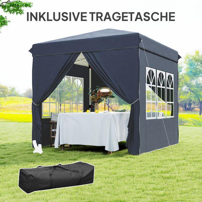 Produktbild Swisshandel24 Faltpavillon 2,5x2,5m, wasserabweisend mit 4 Seitenteilen, Dunkelblau (250 cm, 250 cm)