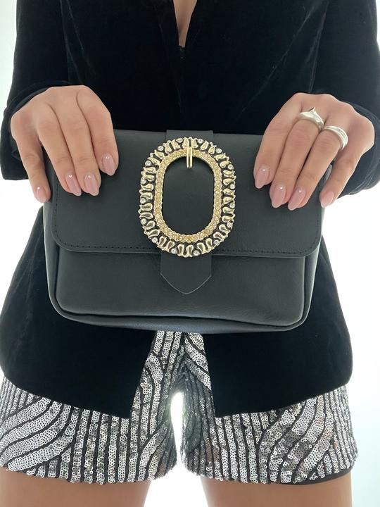Image du produit Only-Bags.Store Sac à bandoulière en cuir noir, petit sac crossbody en cuir, cadeau pour elle, en cuir pleine fleur