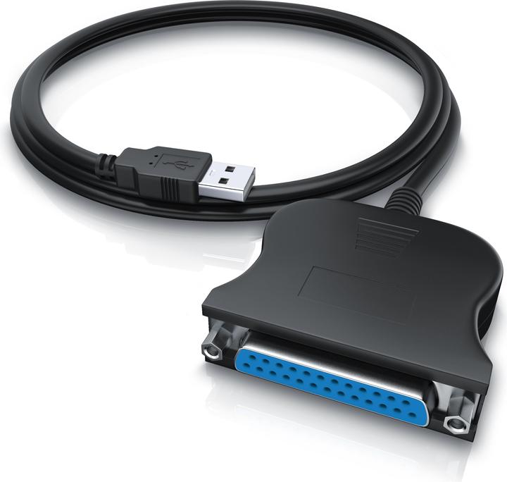 CSL USB A to parallel adapter LPT 25-pin - D-SUB DE 25 to USB type A, 90 cm, printer cable, adapter (1 m, Parallel (printer))