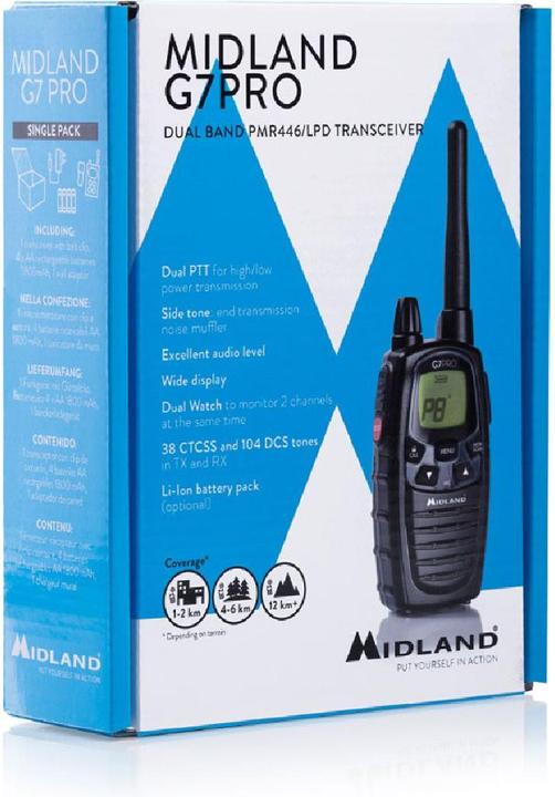 Image du produit Midland G7 Pro Single PMR + LPD radio with 16 channels (10 km)