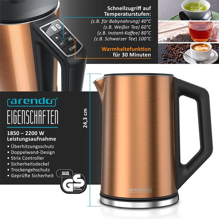 Produktbild Arendo ‎A305965x1 Küchenset - Wasserkocher, Toaster, Eierkocher (1.50 l)