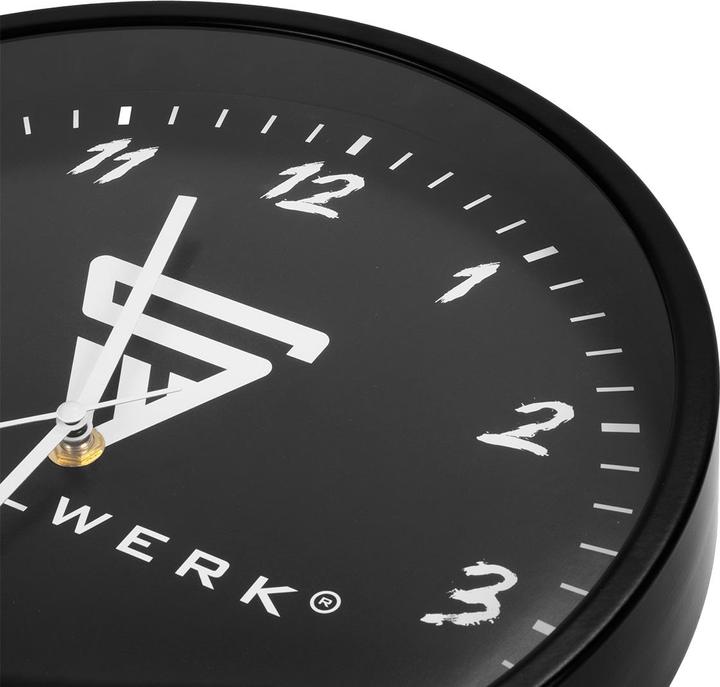Immagine prodotto Stahlwerk Orologio da parete 30 cm nero da officina con cassa in alluminio Movimento RCC (30 cm)