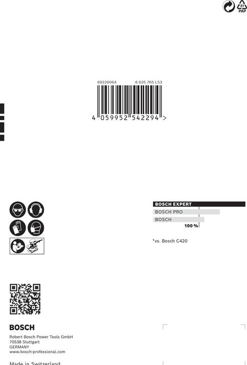 Produktbild Bosch Professional Zubehör EXPERT C470 Schleifpapier mit 6 Löchern für Schwingschleifer, 115 x 107 mm, G 60, 10-tlg. (60)