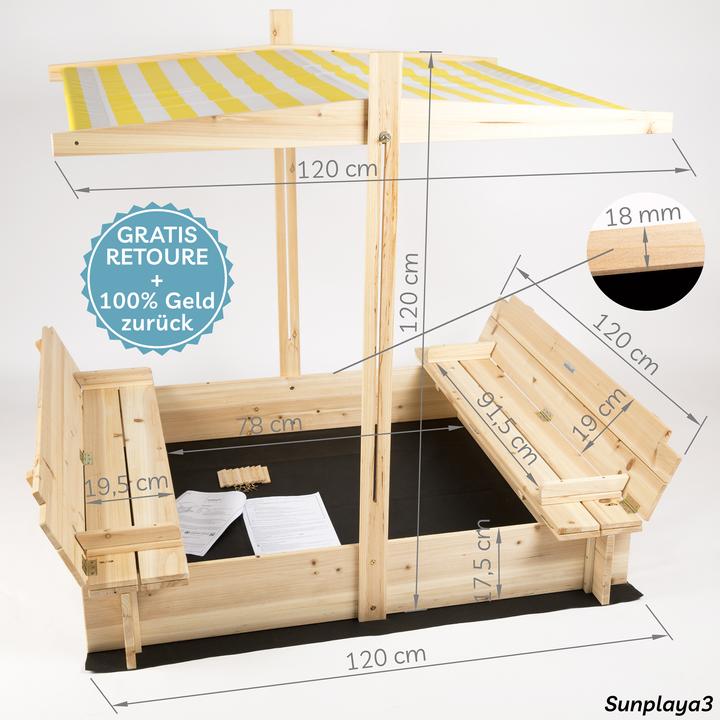Actual product image Needs&Wants Sandkasten "Sunplaya3" mit Dach und Sitzbänken, Tanne