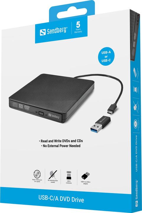 Immagine prodotto Sandberg Unità DVD USB-C/A (Masterizzatore DVD)