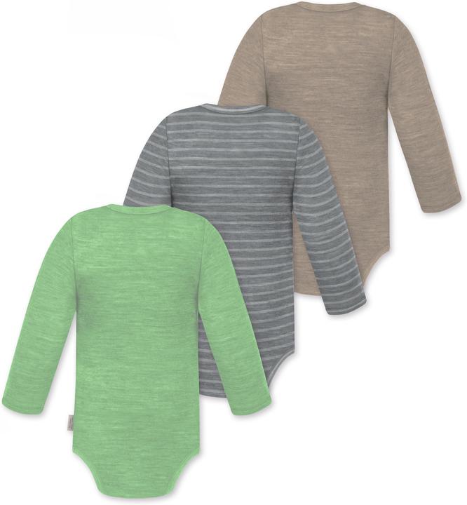 Actual product image Normani 3-pack baby merino long-sleeved body "Tuai" - 9403 (86)