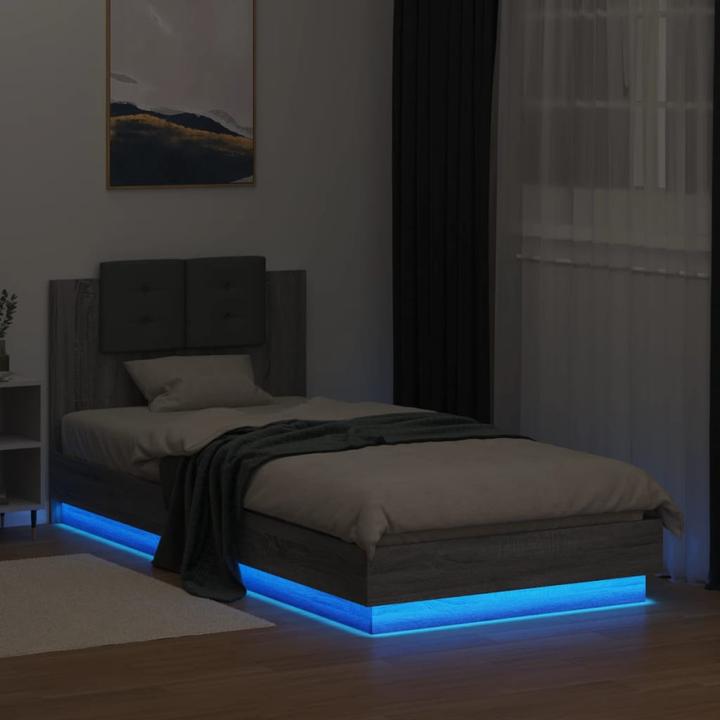 Produktbild VidaXL Bettgestell mit Kopfteil und LED-Leuchten (90 x 200 cm)