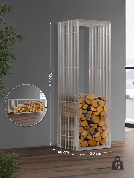 Image du produit CLP Support pour bois de chauffage Irving 40x50x150, acier inoxydable (40 x 50 x 150 cm)
