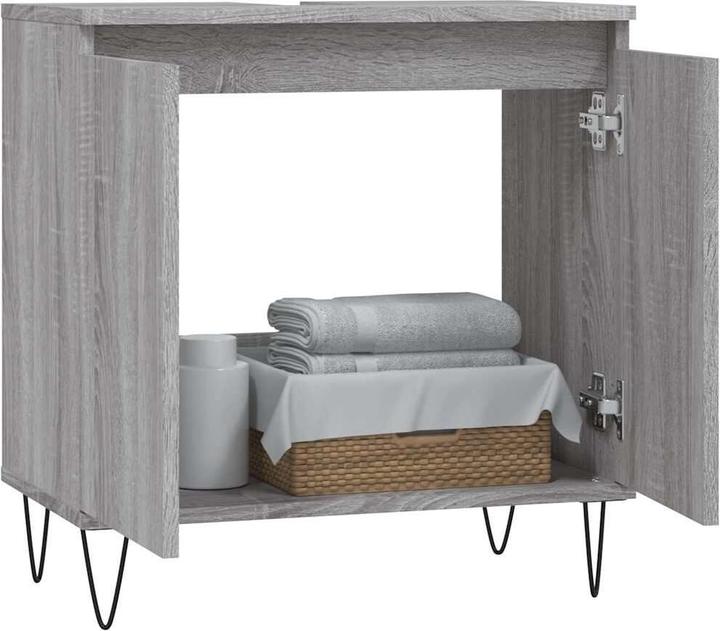 Image du produit VidaXL Badschrank Grau Sonoma 58x33x60 cm Holzwerkstoff, Farbe (58 x 33 x 60 cm)