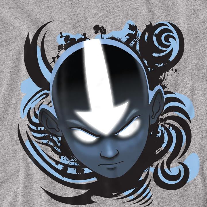 Actual product image Avatar: The Last Airbender Unisex Adult Blue and Black Kanji T-Shirt (M)