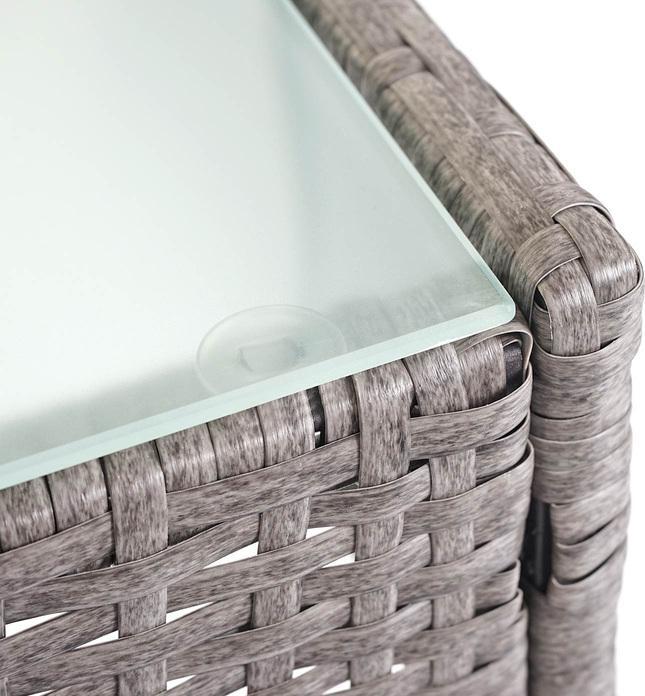 Produktbild Swisshandel24 3-2-1-1 Poly-Rattan Garten-Garnitur Halden, Sitzgruppe - grau, Kissen creme