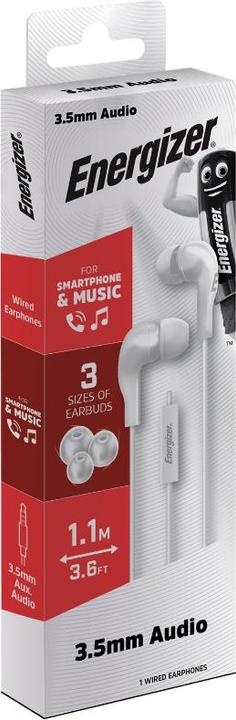 Immagine prodotto Energizer Cuffie con filo - CIA5 - jack / aux 3,5 mm, bianco (Cablato)