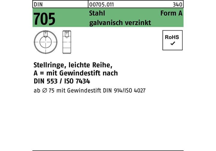 Produktbild Stellring DIN 705 m.Gewindestift A 35 x 56 x 16 Stahl galvanisch verzinkt leichte Reihe