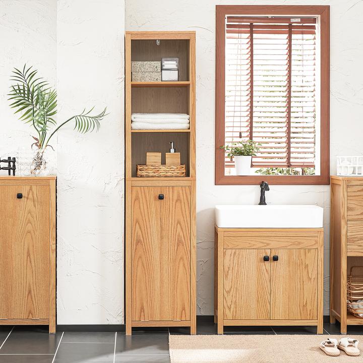 Actual product image SoBuy Narrow bathroom cabinet with laundry bag