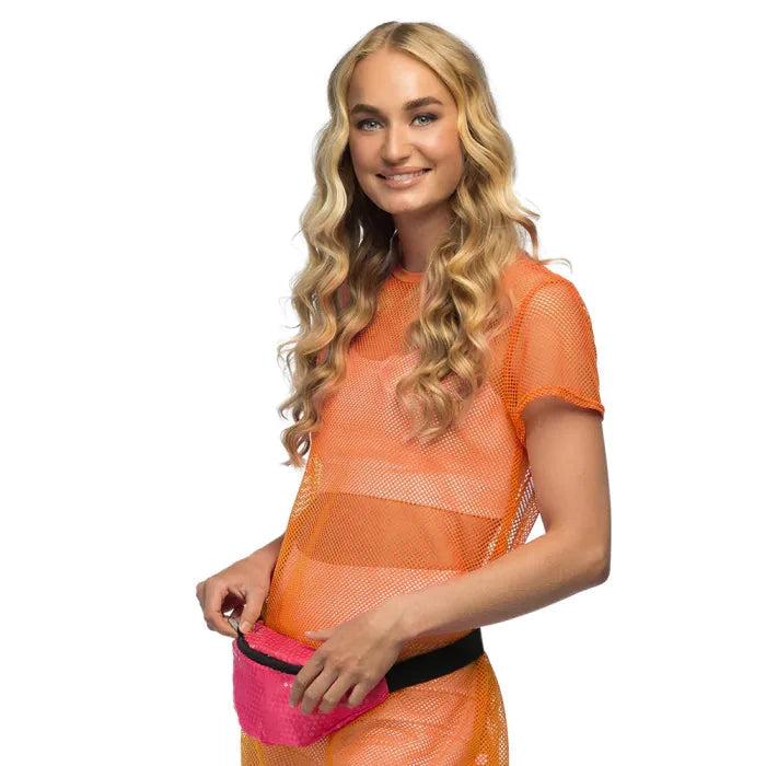Actual product image Boland Bauchtasche Gürteltasche in Neon Pink mit Pailletten