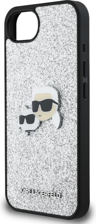 Actual product image Karl Lagerfeld - Hardcase Glitter Fixed (KLHCPSE4PFGKCPS) - iPhone 16e - Silver Karl&Choupette Head (Apple iPhone 16e)