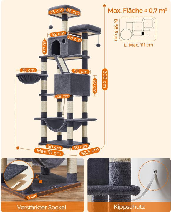Produktbild Feandrea Cat Spa (206 cm, Grau)