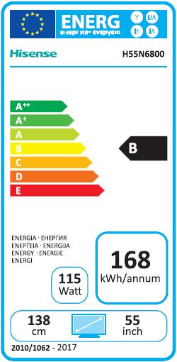 Label énergétique Hisense H55n6800 (55", LCD, 4K)