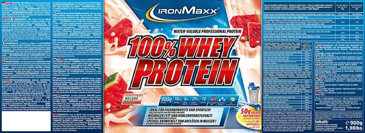 Image du produit IronMaxx 100% de protéines de lactosérum (Melon, 1 pcs, 900 g)