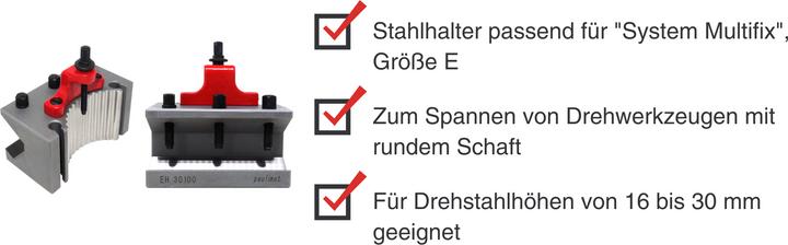 Produktbild Paulimot Stahlhalter mit Prisma passend für "System Multifix", Grösse E