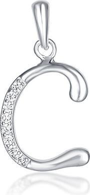 JVD Silver pendant with zircons "C" SVLP0364XH2BI0C