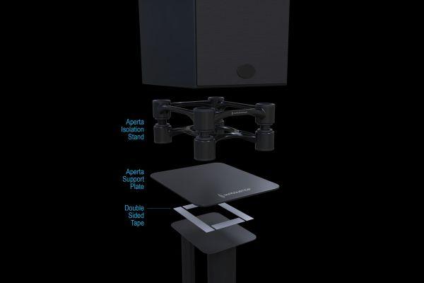 Immagine prodotto Isoacoustics Aperta Speaker Ontkoppeling Stands, per coppia, alluminio-argento (1 coppia, Cavalletto, Inclinabile)