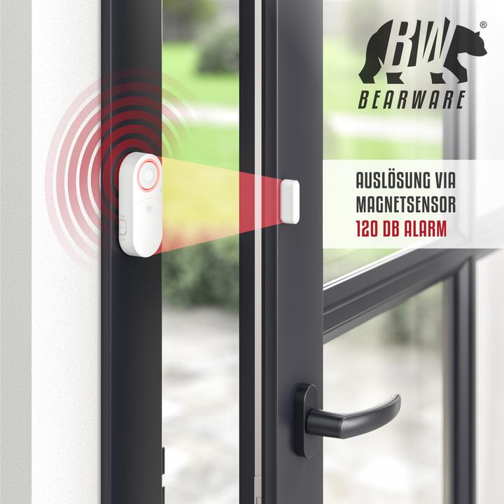Produktbild Bearware 3x Fenster & Türalarm, 120dB lauter Signalton, Alarmsensor, Einbruchschutz + Batterien, Alarmanlage