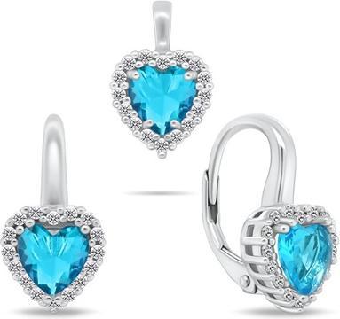 Immagine prodotto Brilio Silver - Silver heart jewelry set with zircons SET273WLB (earrings. pendant)