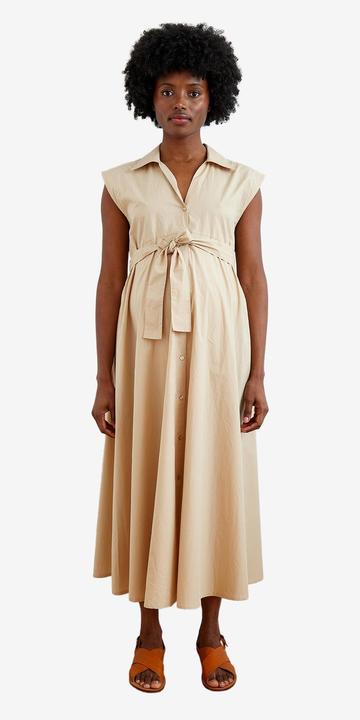 Produktbild Vertbaudet Langes Baumwollkleid mit Bindegürtel für Schwangerschaft und Stillzeit (44)