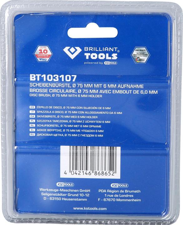 Produktbild Brilliant Tools Scheibenbürste, Ø 75 mm mit 6 mm Aufnahme