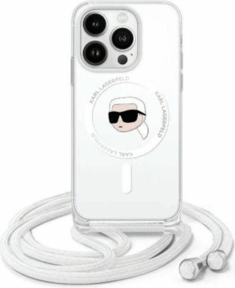 Actual product image Karl Lagerfeld KLHMP16XHCKHNT iPhone 16 Pro Max 6.9" hardcase transparent Crossbody IML Karl Head (Apple iPhone 16 Pro Max)