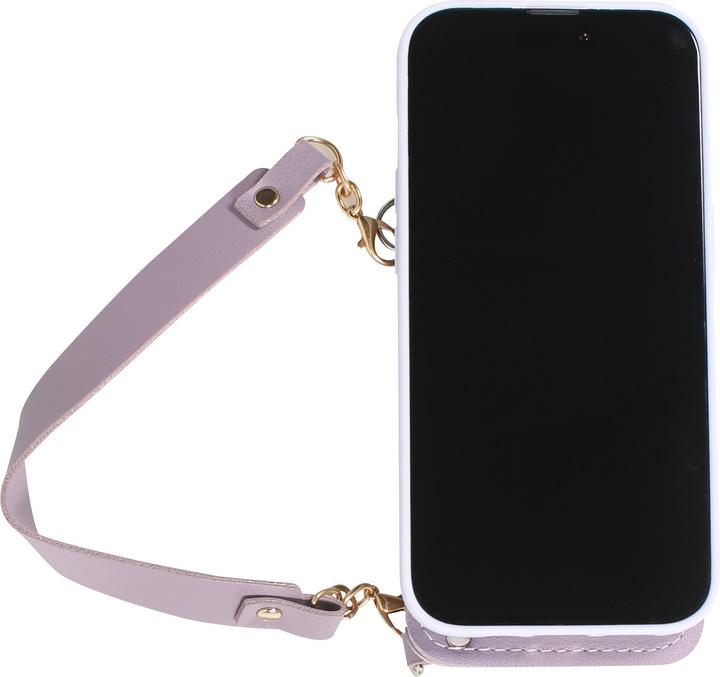 Actual product image PhoneLook Coque Silicone soft touch avec pochette à cartes ou argent en cuir et lanière intégrée (Apple iPhone 14 Pro)