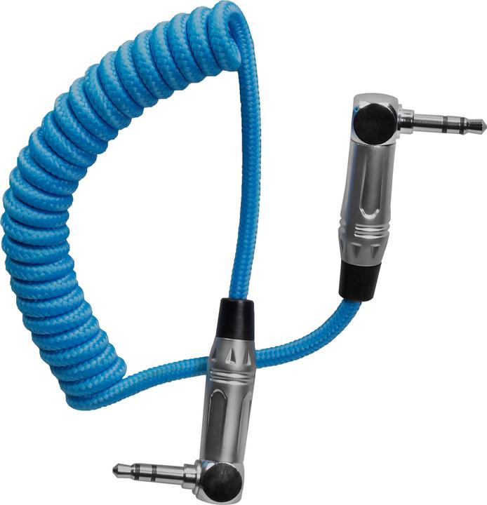 Kondor Blue Coiled 3.5mm Right Angle TRS Stereo Audio Cable (12-24") (0.61 m)