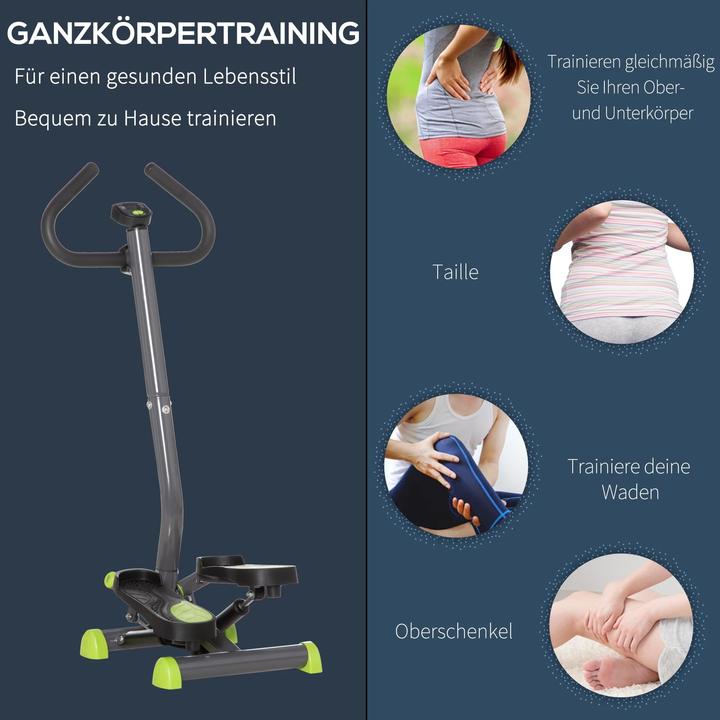 Immagine prodotto Swisshandel24 Hometrainer Stepper Fitness Swing Stepper con schermo LCD e maniglia fino a 100 kg Acciaio ABS