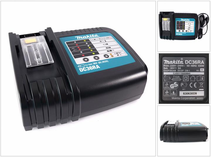 1x Makita DC36RA charger 1x mains cable 1x operating instructions