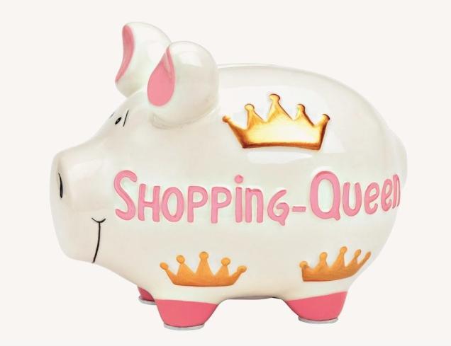 Actual product image G. Wurm KCG piggy bank, Shopping Queen Medium, made of ceramic, item 101009 (W/H/D) 17x15x15 cm (17 x 15 x 15 cm)