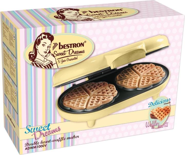 Image du produit Bestron Gaufrier double coeur, vanille