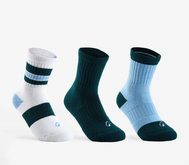 Produktbild Decathlon Kids' High Sports Socks RS 500 Tri-Pack - White/Blue (35, 38)
