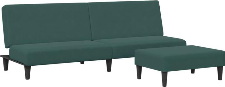 Actual product image VidaXL Sofa bed 2 seater with footstool Sofa bed daybed dark green velvet (Sofa bed)