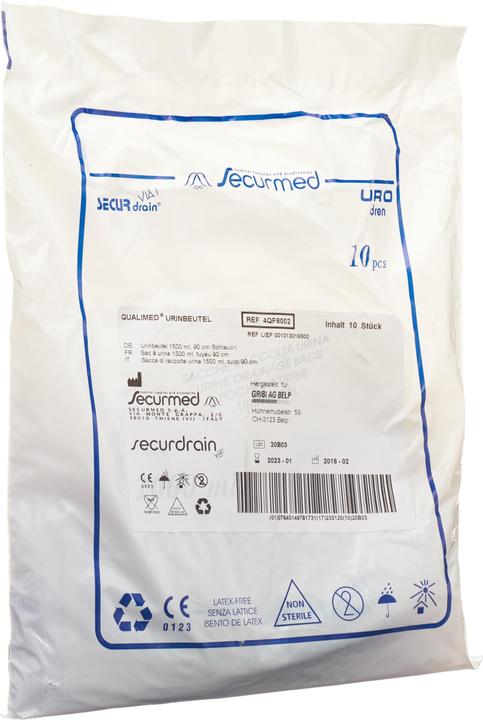 Produktbild Qualimed Urinbeutel 1.5l 90cm ohne RV, 10 Stück