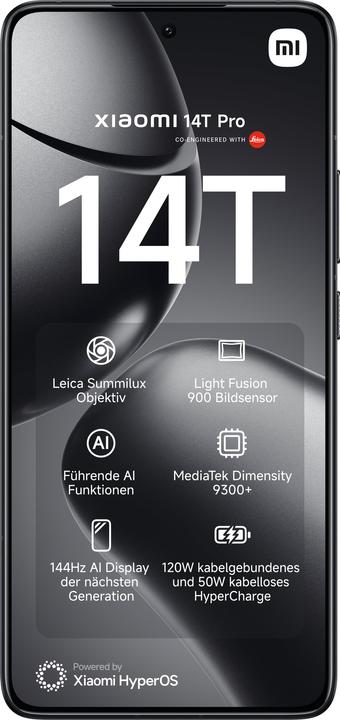 Actual product image Xiaomi 14T Pro (512 GB, Titan Black, 6.67", Dual SIM, 50 Mpx, 5G)