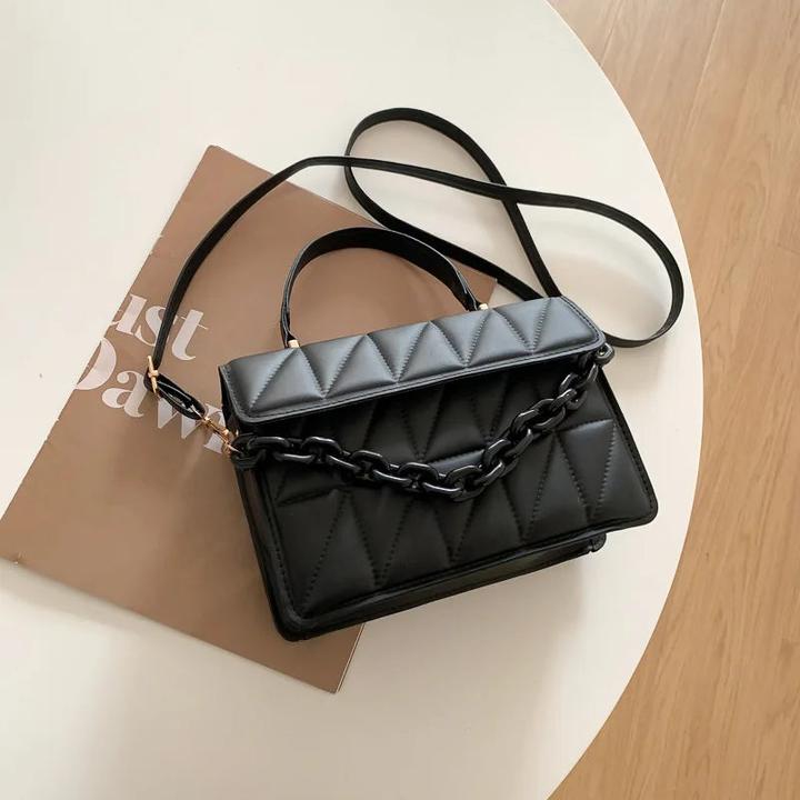 Only-Bags.Store Solid Plaid Crossbody Bags, Kette Dekor Mode Umhängetasche Handtasche für den täglichen Gebrauch