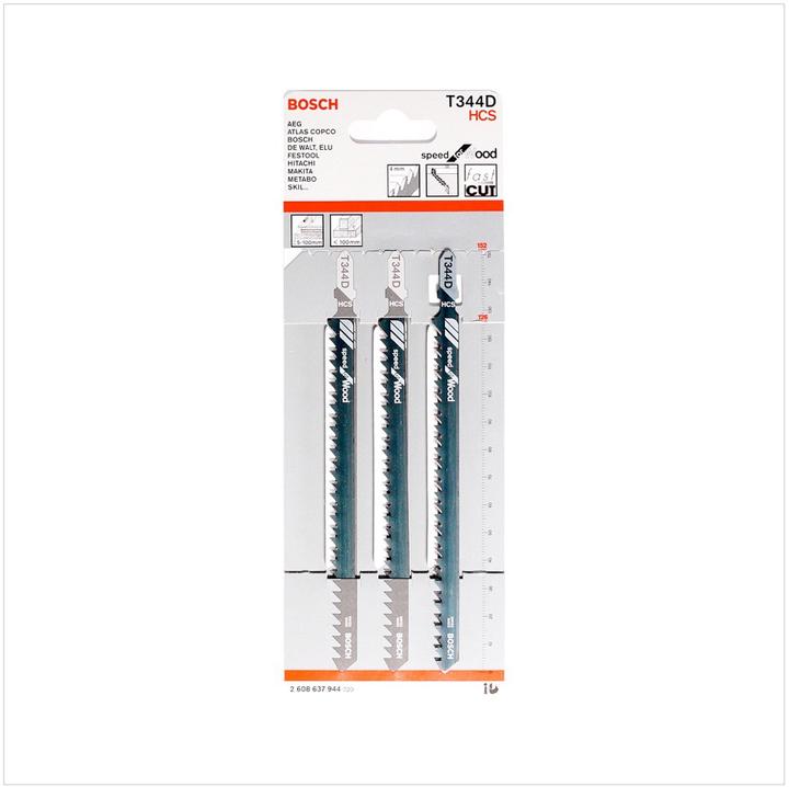 Produktbild Bosch Professional Zubehör Stichsägeblatt T 344 D Speed for Wood, 3er-Pack