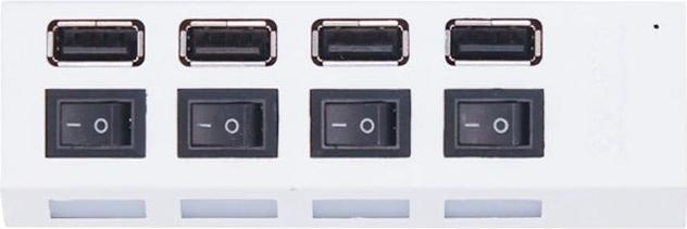Image du produit Hermex Hub USB 2.0 Adaptateur 4 ports avec interrupteur marche/arrêt et lumière (USB-A, 4 Ports)