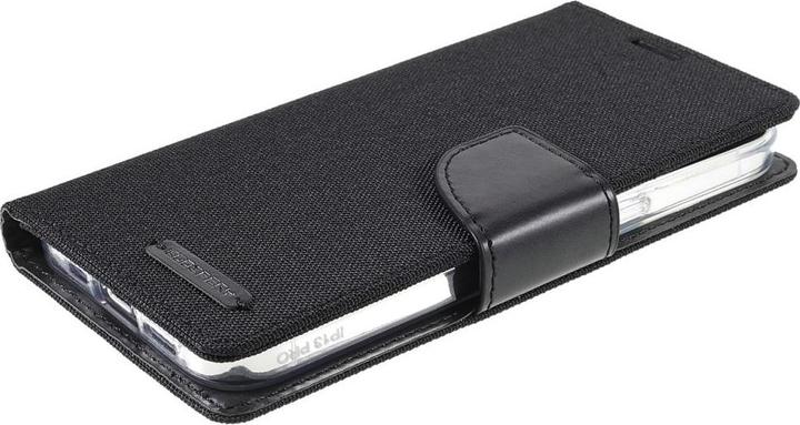 Produktbild iPhone 13 Pro Max - Canvas Stoff Leder Etui schwarz (Apple iPhone 13 Pro Max)