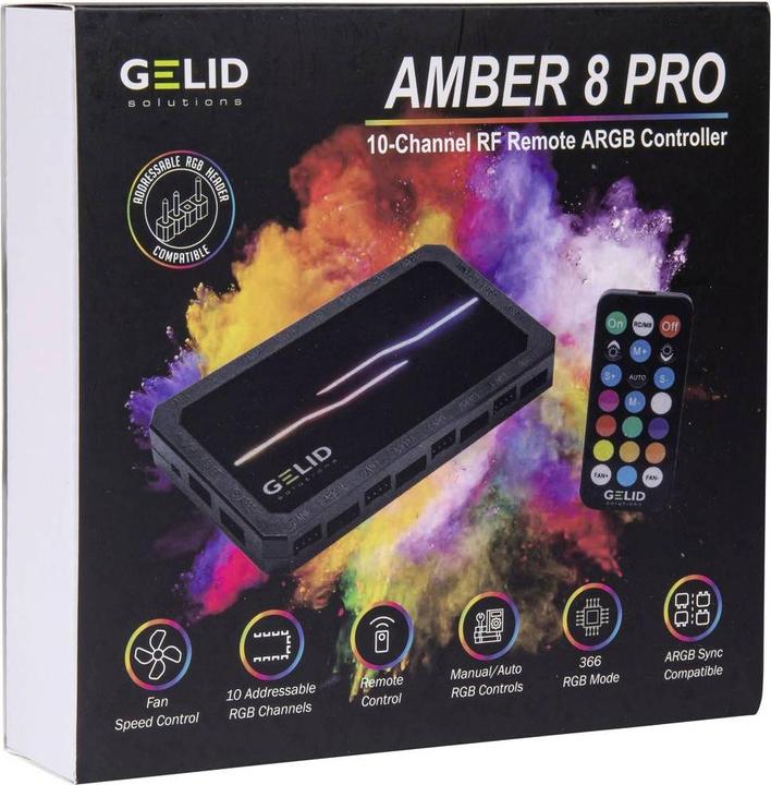 Productafbeelding Gelid RF-RGB-MP-02 Amber 8 PRO Bundel PC-ventilatorregelaar (B x H x D) 130 x 17 x (120 mm, 1 x)